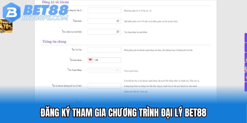 Đăng ký tham gia chương trình đại lý Bet88